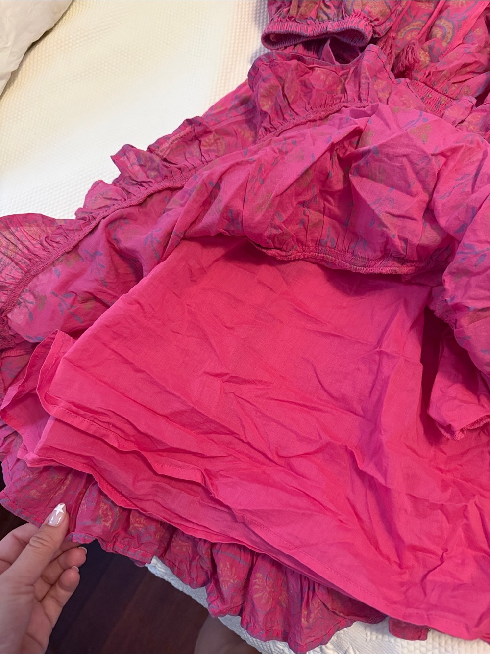Cleobella Hot Pink Ruffle Mini Dress - Picture 7 of 9